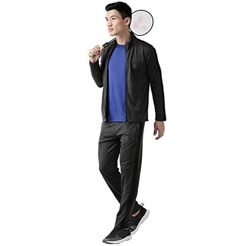Image of CHKOKKO Men Full Sleeve Zipper Sports Gym Track suit Dark Grey size L
