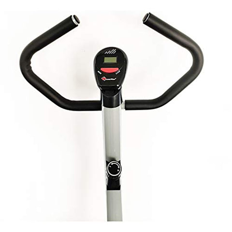 Image of PowerMax Fitness BU-200 Exercise Upright Bike with Anti-Skid Pedals, Adjustable Foot Strap and Vertical Seat Adjustment for Home Gym, (Model: BU-200-AL143), White