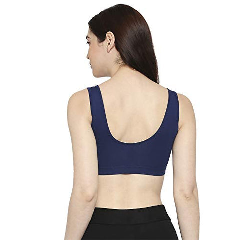 Image of Longies Women Regular Fit Sports Bra (LGSBPO2003_XXLarge_Blue,Grey)