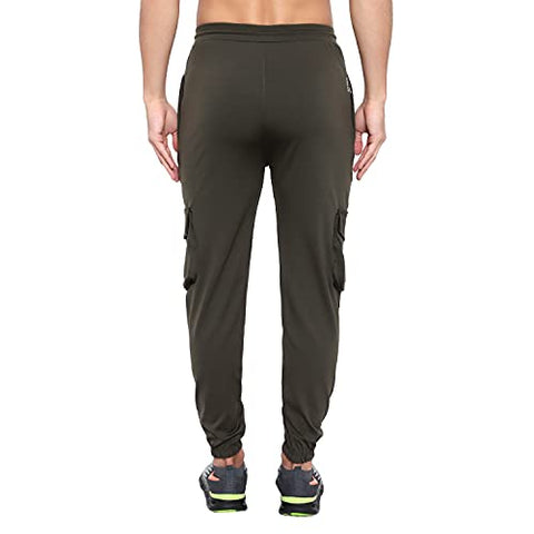 Image of BLUE STAR SHARK Men's Lycra Stretchable Regular Fit Stylish Cargo Style Joggers Track Pant Lower Pyjama Olive