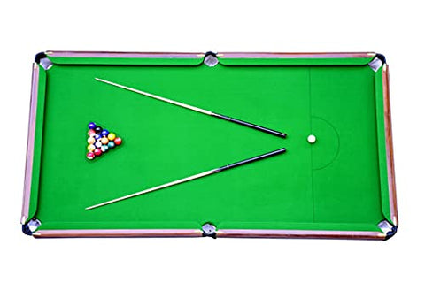 Image of Khalsa Gymnastic Works Portable and Moveable on Wheels Pool Table(Billiard Table) 8x4 FT, Top 25 mm with Cover, Ball, cue Sticks, Triangle & Chalk : DogBBN01