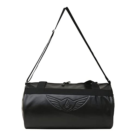 Image of AUXTER Blacky Leatherette Gym Bag Duffel Bag Shoulder Bag for Men and Women Emboss Logo (Black)