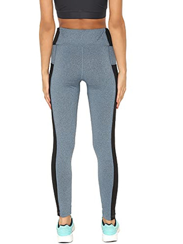 Image of CHKOKKO Women Yoga Track Pants Stretchable Sports Gym Tights BlueMelange 4XL