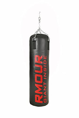Image of IWIN RMOUR Combo Unfilled Heavy SRF PU Punching Bag with Hanging Chain, Boxing Gloves, Ceiling Hook, Hand Wraps, Skipping Rope, Boxing Chain Keyring and Hand Gripper (Black , 3 Feet)- 9 Piece