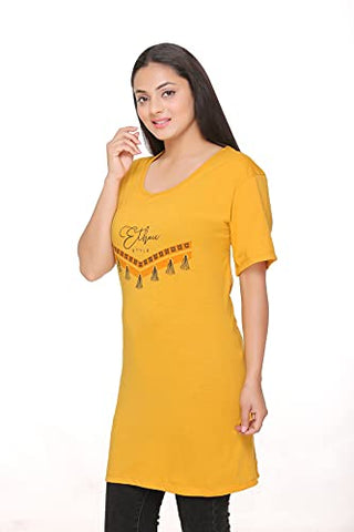 Image of CUPID Regular Fit Cotton Round Neck T-Shirt, Plus Size Night, Sleep, Yoga, Gym, Long Top n Tees for Women - Combo Pack of 3 - 3XL, Mauve / Yellow / Red