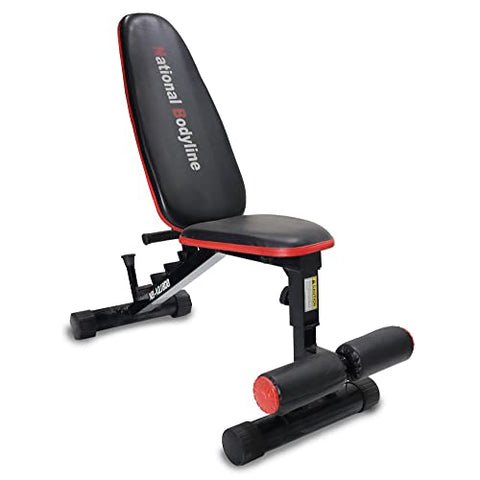 Image of National Bodyline Manual Adjustable Weight Bench Full Body Workout Machine, Foldable Inclined Decline Flat Fitness Home Gym Bench Press ( Black) - Weight Capacity: 150 Kg