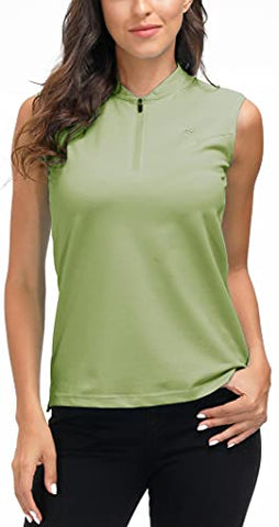 Image of MoFiz Women's Tennis Shirt Sleeveless Golf Polo Shirt Sport Active T-Shirt Athletic Tee, Avocado Green, X-Large