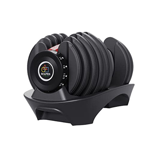 Image of Shapes Fitness - The Ultimate Adjustable Dumbbell | 1 Piece | 15 Adjustments From 2.5kg To 24kg | For Home Gym | For Men & Women Fitness and Home Workout | Red