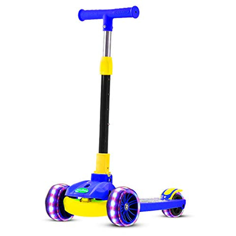 Image of GoodLuck Baybee Skate Scooter for Kids, 3 Wheel Kids Scooter Smart Kick Scooter with Fold-able & Height Adjustable Handle, Runner Scooter (Smart Blue)