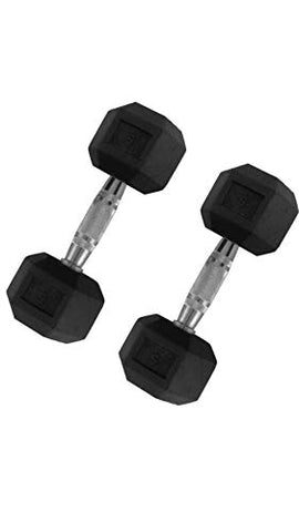 Image of FratiiSingh 5Kg Rubber Hex Dumbbell for Unisex (Pack of 2 Dumbbells of 5kg), Rubber, black