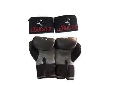 Image of Le Buckle Boxing Training Gloves 10 Oz And Hand Wraps Black