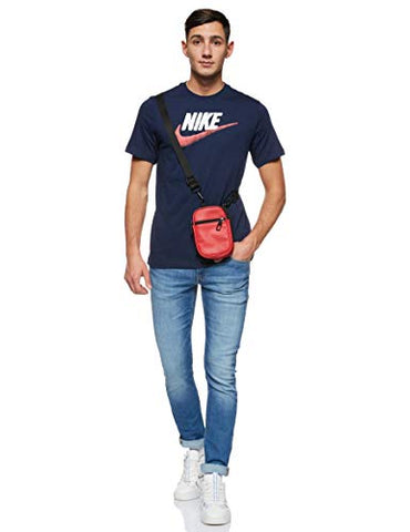 Image of Nike Sportswear Men's T-Shirt, Crew Neck Shirts for Men with Swoosh, Obsidian/White/University Red, M