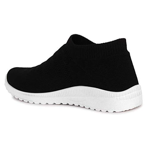 Image of ZAPATOZ Women's Black Textile Slip-On Lightweight Running Walking Shoes