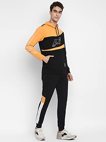 Image of Alan Jones Clothing Men's Cotton Athletic Gym Running Sports Track Suit (TSUIT21-P03_Black_XL)