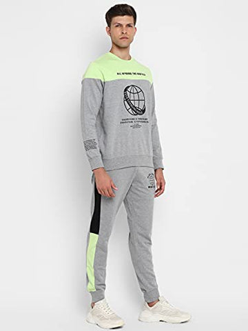 Image of Alan Jones Clothing Men's Cotton Athletic Gym Running Sports Track Suit (TSUIT21-P02_Melange_XL)