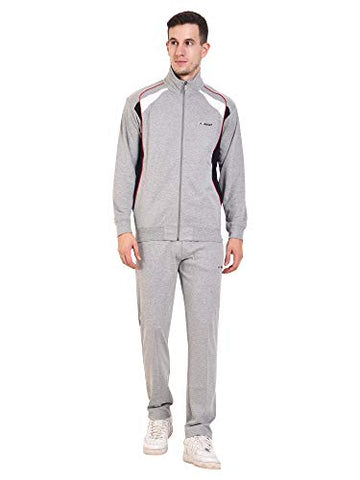 Image of ATHLET Cotton Mix Elastic String Tracksuit for Men for Gym,Running, Track Suit for Men's (L.Grey Design 2, 42)