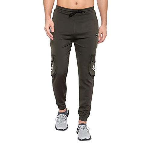 Image of BLUE STAR SHARK Men's Lycra Stretchable Regular Fit Stylish Cargo Style Joggers Track Pant Lower Pyjama Olive