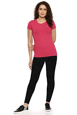 Image of Feather Feel® Skinny Fit Yoga Gym Wear Dance Workout and Active Sports Fitness Back Pocket Leggings Tights Combo for Women|Girls-Black and Dark Grey Melange-(Large)