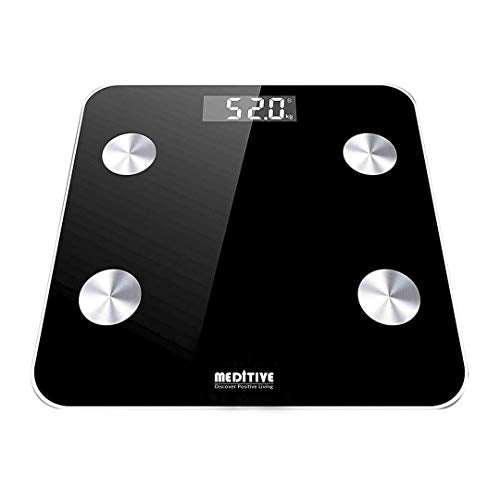 MEDITIVE Bluetooth Digital BMI Weight Scale with Body Fat Analyzer and Fitness Body Composition Monitor, with Mobile App