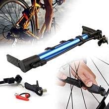 Image of Tusig Bicycle Floor Pump, Cycle Mini Air Pump, Plastic, Multi-Colour (Horizontal Pump)