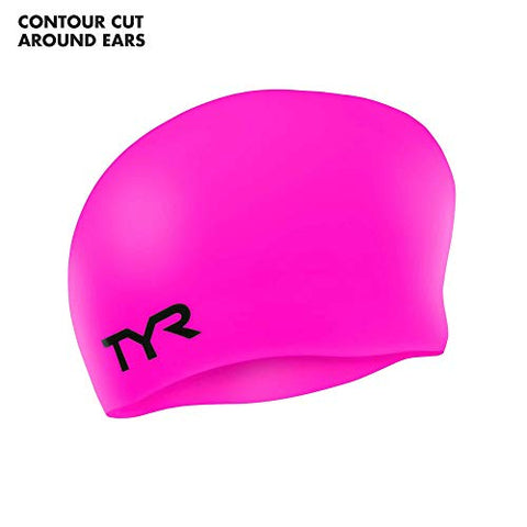 Image of TYR Long Hair Wrinkle Free Silicone Swim Cap (Fluro Pink)