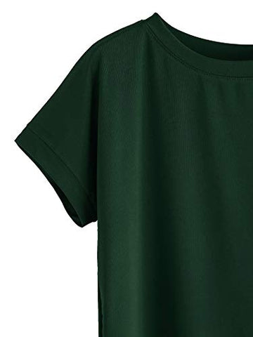 Image of Fabricorn Plain Bottle Green High Low Hem Cotton Tshirt for Women (Bottle Green, Large)