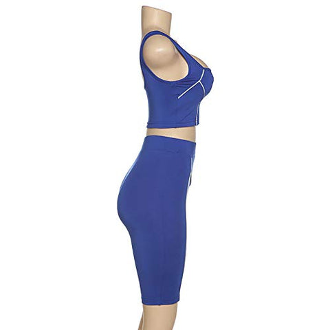 Image of Womens Sexy Reflective 2 Piece Outfits - Bodycon Sleeveless Vest Crop Top+ Short Pants Set Biker Tracksuit Jumpsuit