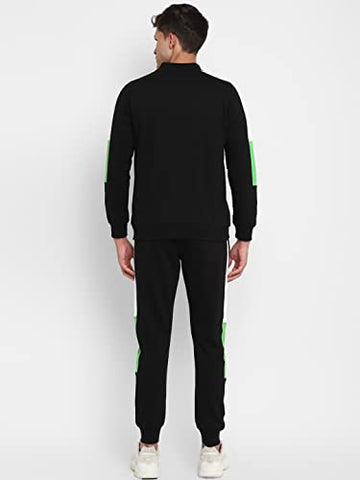 Image of Alan Jones Clothing Men's Cotton Athletic Gym Running Sports Track Suit (TSUIT21-P01_Black_L)