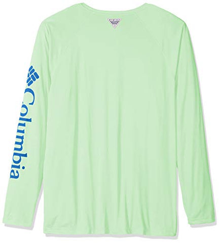 Image of Columbia Sportswear Men's Terminal Tackle Long Sleeve Shirt, Key West/Vivid Blue Logo, Large/Tall