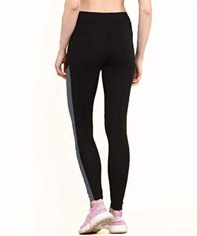 Image of Neu Look Gym wear Leggings Ankle Length Workout Trousers | Stretchable Striped Jeggings | High Waist Sports Fitness Yoga Track Pants for Girls & Women (Grey, X-Large)
