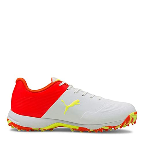 Image of Puma Men's Red, Yellow & White Cricket Shoe- 10 UK