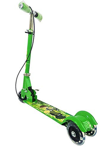 Image of WOX MOX Road Runner Scooter for Kids of 3 to 10 Years Age 3 Adjustable Height, Foldable, LED PU Wheels & Weight Capacity 40 kgs Kick Scooter with Brake(Print May Vary) (Pink)