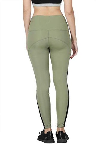 Image of Zesteez Women's imported Lycra Fabric Activewear Legging for sports and Gym wear (Mehendi Green and Black, S)