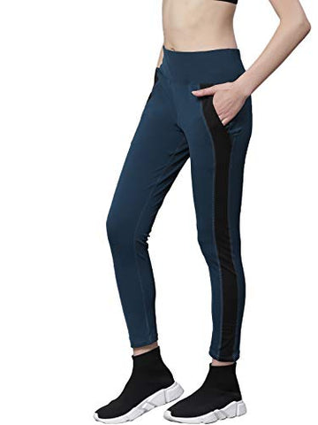 Image of CHKOKKO Women Yoga Track Pants Stretchable Sports Tights Indigo M