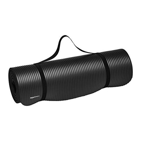 Image of AmazonBasics 13mm Extra Thick Yoga and Exercise Mat with Carrying Strap, Black