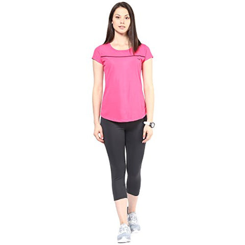 Image of berge' Ladies Polyester Dry Fit Western Shirts & Tshirts for Women, Quick Drying & Breathable Fabric, Gym Wear Tees & Workout Tops (Pink Colour) Large