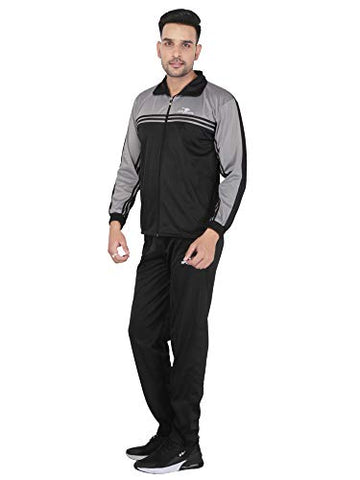 Image of HPS Sports Tracksuit for men, track suits for mens, Regular Super Grey poly cotton polyester slim fit summer stylish trending casual and gym wear specially designed for athletic body Silver Grey,Small