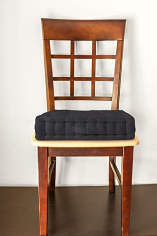 Image of Encasa Homes Square Floor Cushions 50 x 50 x 10 cm - Charcoal Grey - Solid Dyed Canvas with Cotton Filler, Large Size for Seating, Meditation, Yoga, Pooja, Guests, Living Room, Bedroom