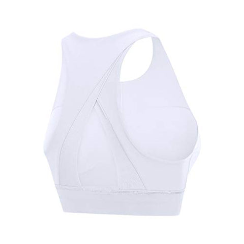 Image of GOTUDO Women's Athletic Yoga Bra Crop Tank Tops Padded Wirefree Medium Impact High Neck Activewear for Sports of Running Gym Workout (2XL, White)