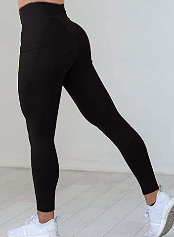 Image of MONKDEER Side Pocket Gym wear Leggings Ankle Length Workout Pants with Phone Pockets | Stretchable Tights | Mid Waist Sports Fitness Yoga Track Pants for Girls & Women(WT-08BLACK30)