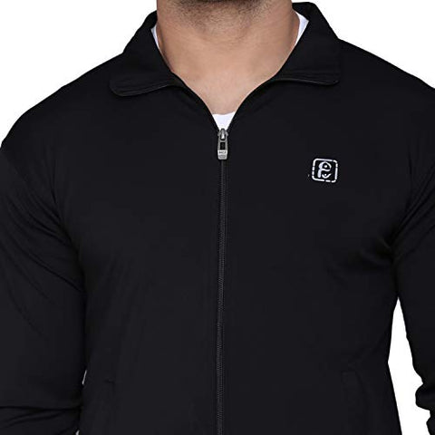 Image of PRAUME Men's Polyester Lycra Track Suit Set (Black, Large)