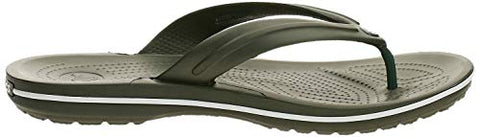 Image of crocs Unisex Adult Crocband Flip Army Green/White Flop-10 UK Men (M11) (11033)
