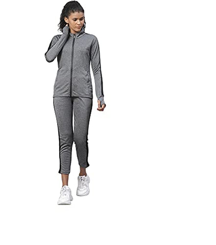 Image of CHKOKKO Women Zipper Tracksuit for Athletics Jogging Gym and Sports Dark Grey L