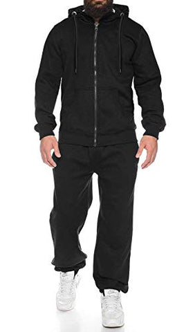 Image of COOFANDY Academy Warm Up Tracksuit Long Sleeve Zipper Drawstring Casual Jacket Sweatsuit Set for Men Black, 4XL