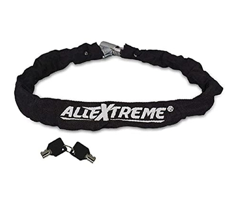 Image of AllExtreme EXBHCL1 Heavy Duty Stainless Steel Helmet Lock Anti-Theft Luggage Secure Chain Lock Device with 2 Keys (Black)