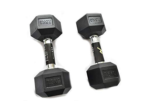 Image of Nodens Rubber Coated Professional Exercise Hex Dumbbells (Pack of 2) (7.5)