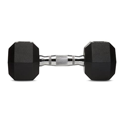 Image of AmazonBasics Rubber Encased Hex Dumbbell Weight - 12.4 x 5.4 x 4.6 Inches, 11.33 kg
