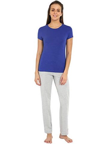 Image of Jockey Women's Cotton Round Neck T-Shirt (UL04-0103-Indigo Crush_Medium)