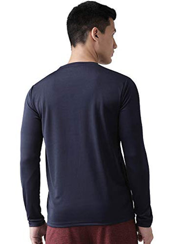 Image of CHKOKKO Men Full Sleeve Active Wear Round Neck Regular Dry Fit Stretchable Yoga Gym Sports Tshirts (Medium, Navy Blue.)