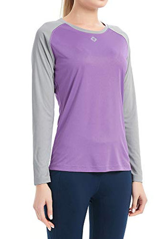 Image of Women's UPF 50+ Sun Protection T-Shirt Long Sleeve Indoor Outdoor Athletic Workout Running Hiking Fishing Shirt for Women Purple Gray